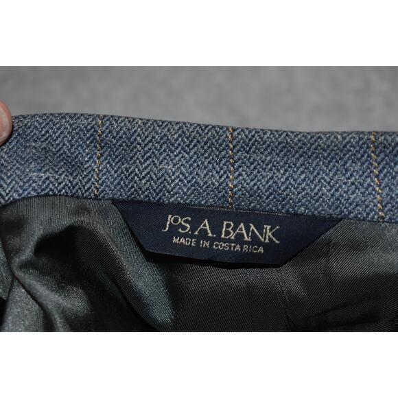Jos A Bank Blazer Sportscoat Mens Size 42 Short 2Btn Silk Wool Linen Blue - Picture 9 of 12